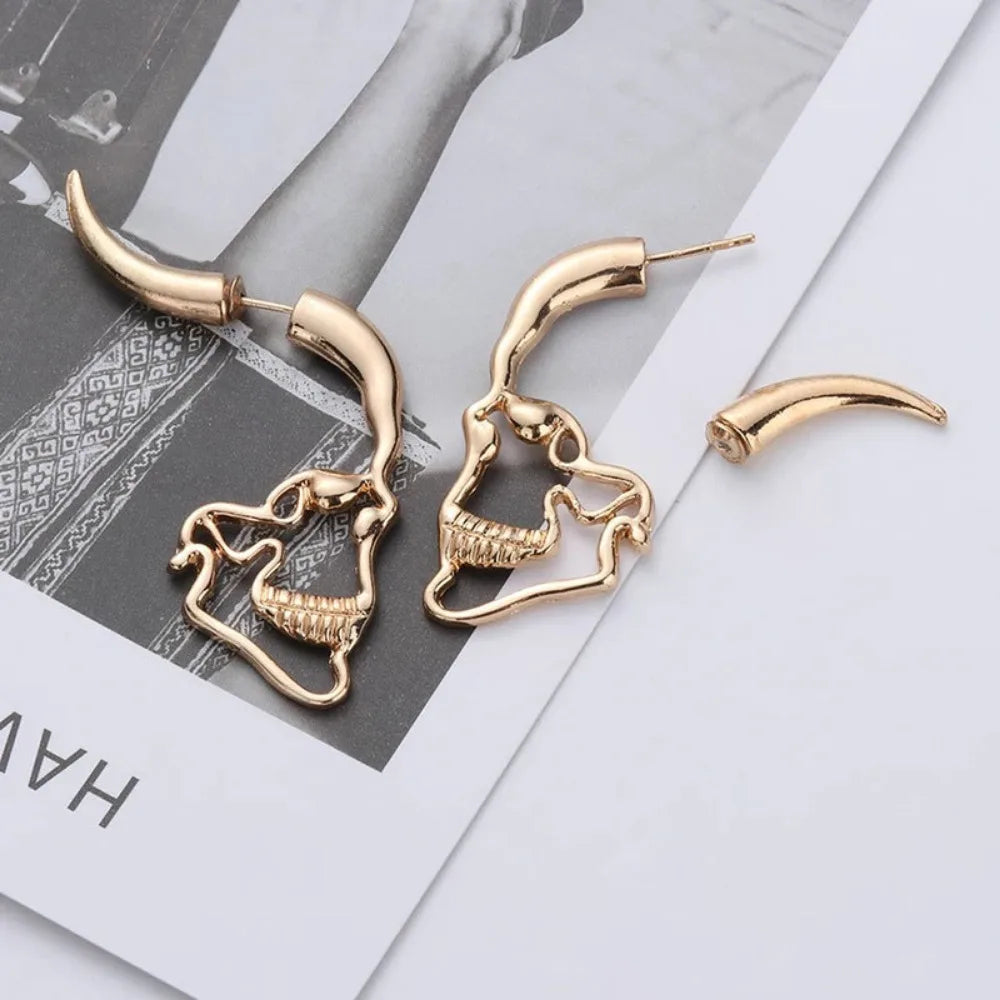 Punk Simple Men's Retro Punk Skull Earrings Retro Skull Earrings Gothic Punk Halloween Niche Trend Accessories