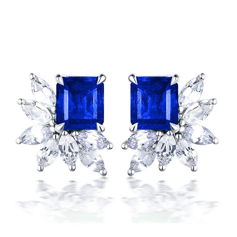 Huitan Gorgeous Women's Earrings with Blue/White Round CZ Luxury Female Earrings for Wedding Engagement Party Brilliant Jewelry