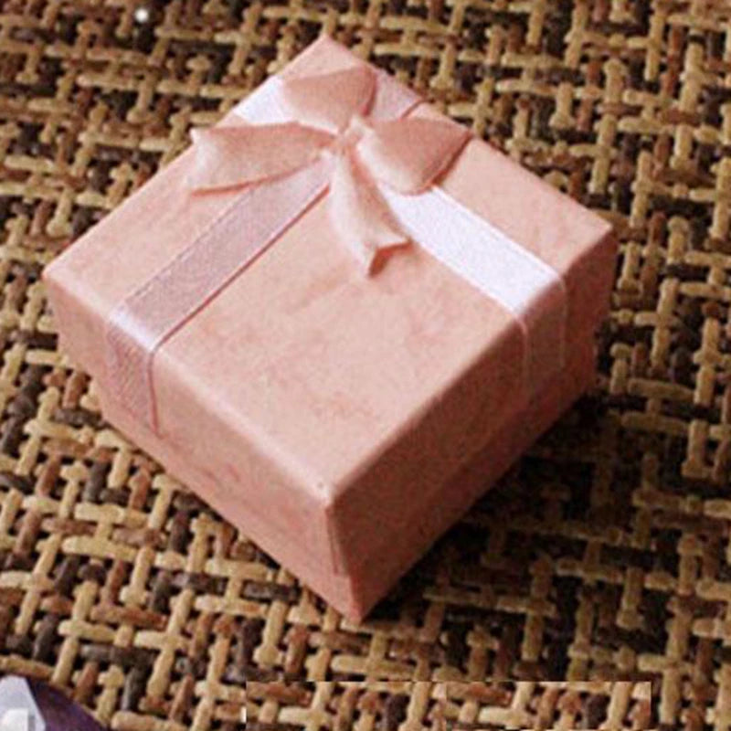 24pcs/Lot Fashion Ribbon Jewelry Box Multi Colors Ring Earrings Pendant 4x4x3cm Display Packaging Gift