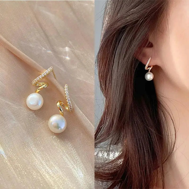 925 Silver Needle Hollow Crystal Swan Earrings For Women Korean Jewelry 2026 Trending New Luxury Animal Pearl Stud Earrings Gift
