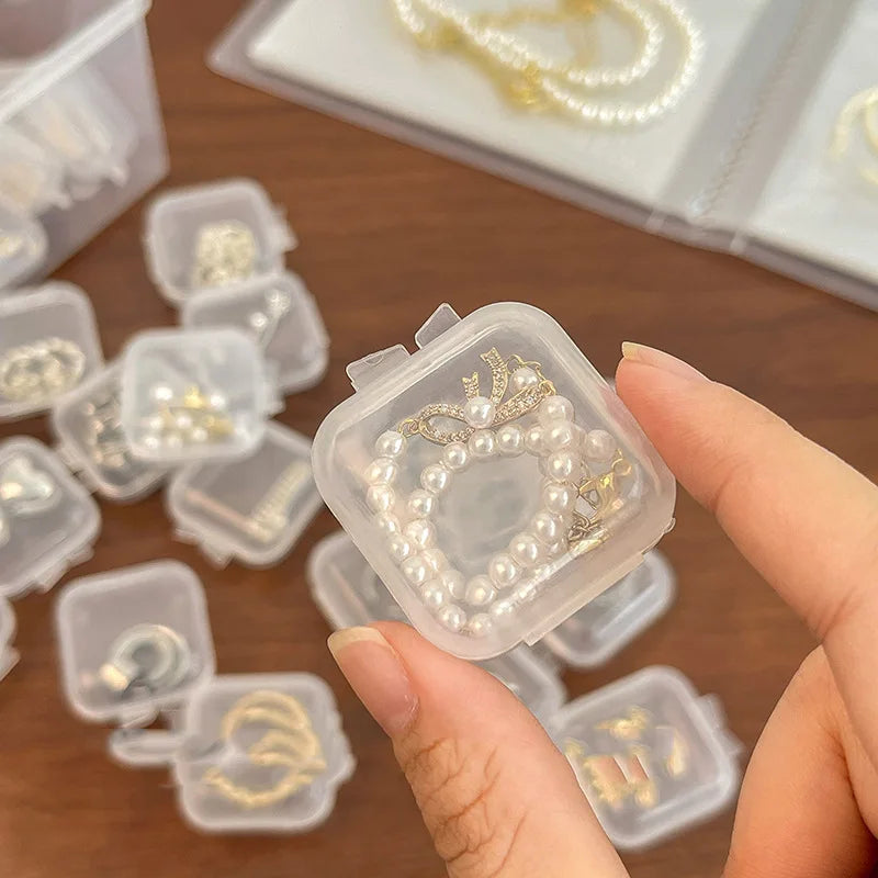10pcs Plastic transparent small box mini with lid square earplugs jewelry earrings storage earrings box parts box