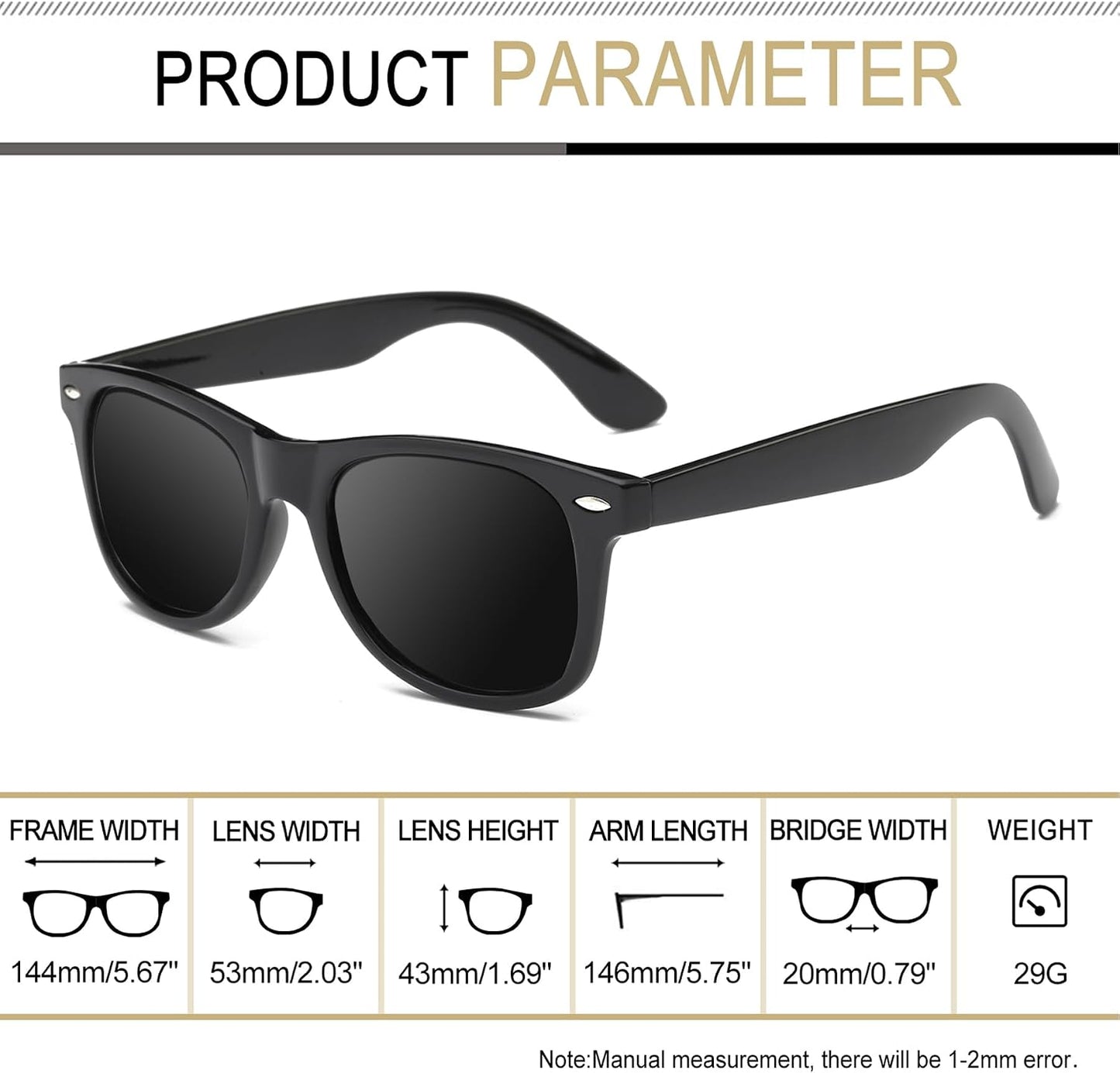 Joopin Square Polarized Sunglasses for Men Women UV400 Protection Driving | Retro Sun Glasses Reduce Glare, 100% UV400 Protection, Lightweight, Durable, Timeless Style for Driving, Fishing, Daily Wear