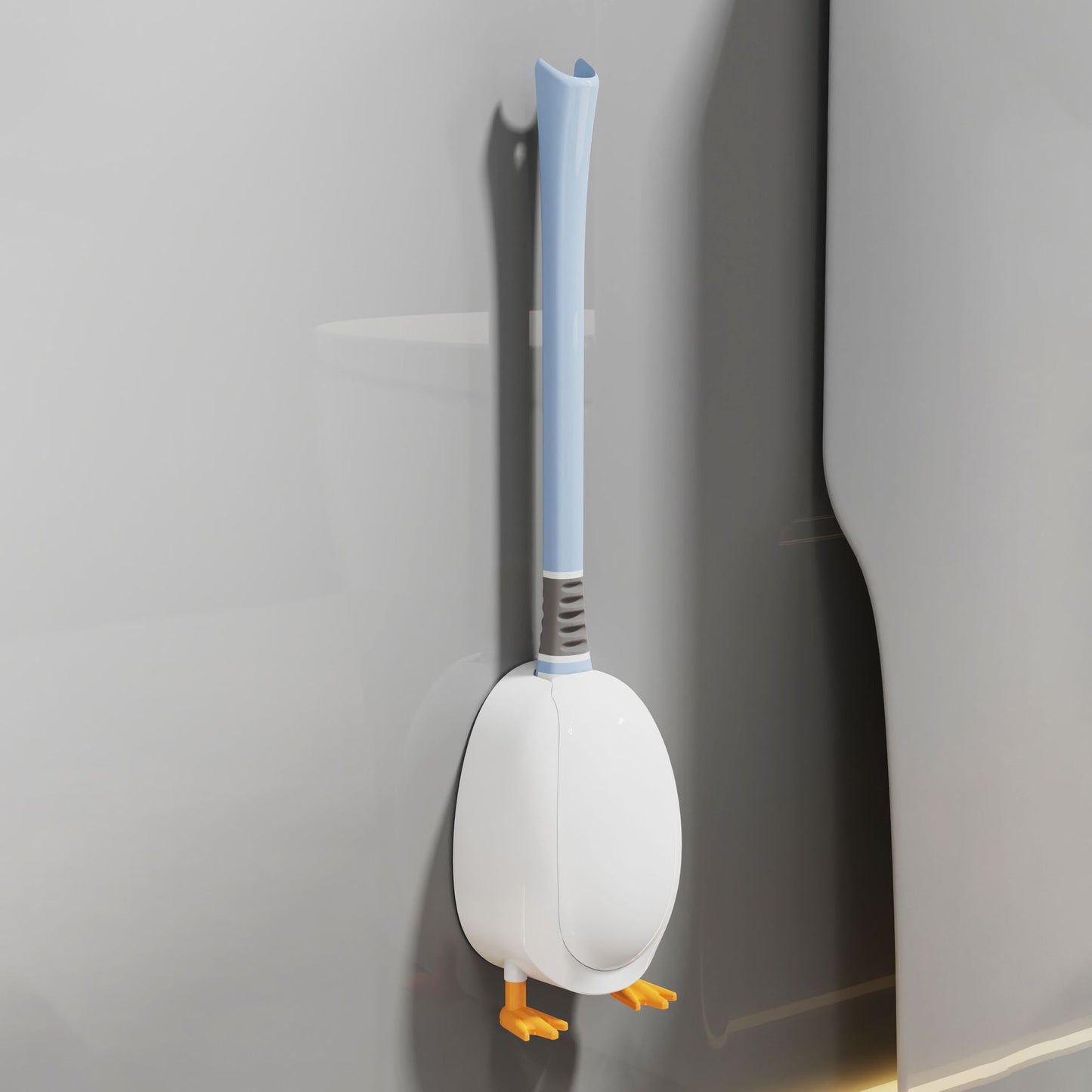 [Patented Authentic] New Diving Cartoon Duck Silicone Toilet Brush Home with Base Cleaning Set Bathroom