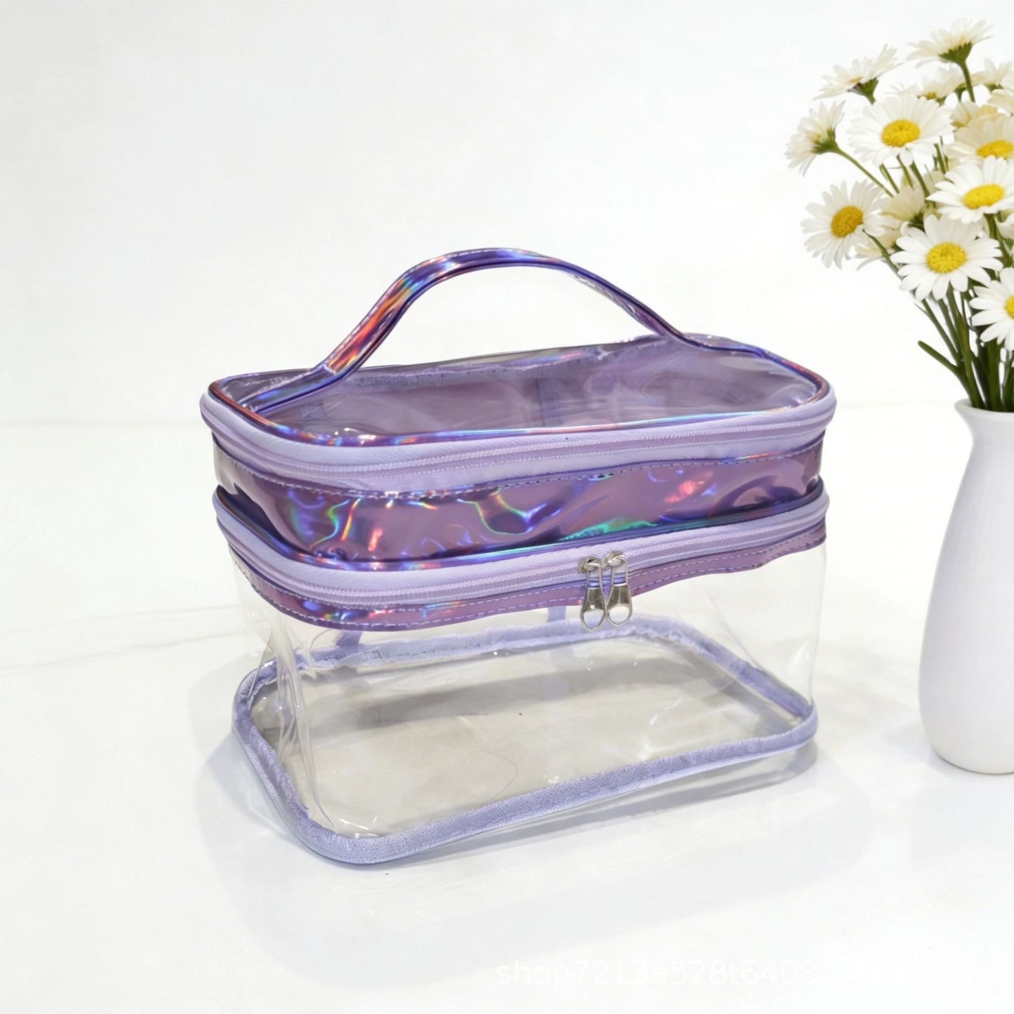 Double Layer Transparent Cosmetic Bag Large Capacity Dry and Wet Separate Waterproof Toiletry Bag Portable Travel Cosmetic Storage Bag