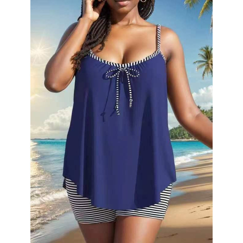 European Conservative Split Swimsuit for Women Foreign Trade Cross-Border Tankini Loose Large Size Swimsuit Beach Split Swimsuit