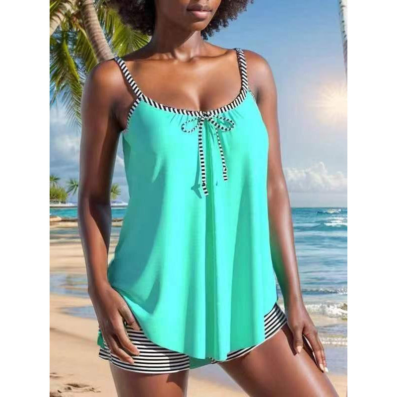 European Conservative Split Swimsuit for Women Foreign Trade Cross-Border Tankini Loose Large Size Swimsuit Beach Split Swimsuit