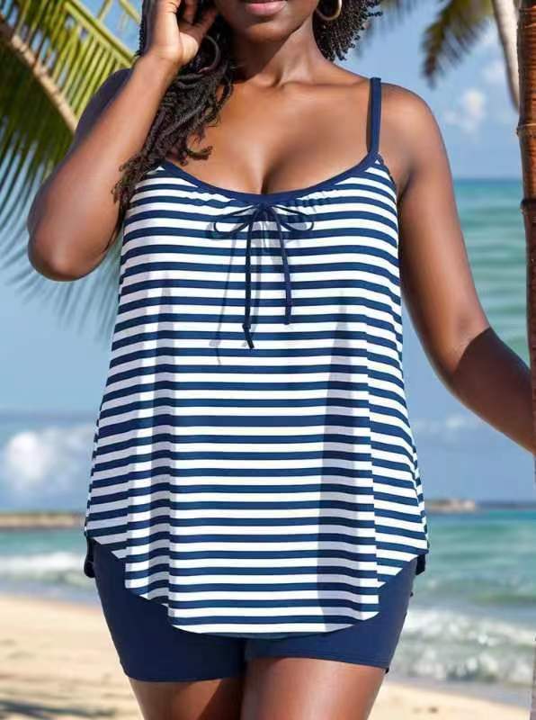 European Conservative Split Swimsuit for Women Foreign Trade Cross-Border Tankini Loose Large Size Swimsuit Beach Split Swimsuit