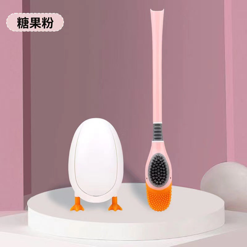 [Patented Authentic] New Diving Cartoon Duck Silicone Toilet Brush Home with Base Cleaning Set Bathroom