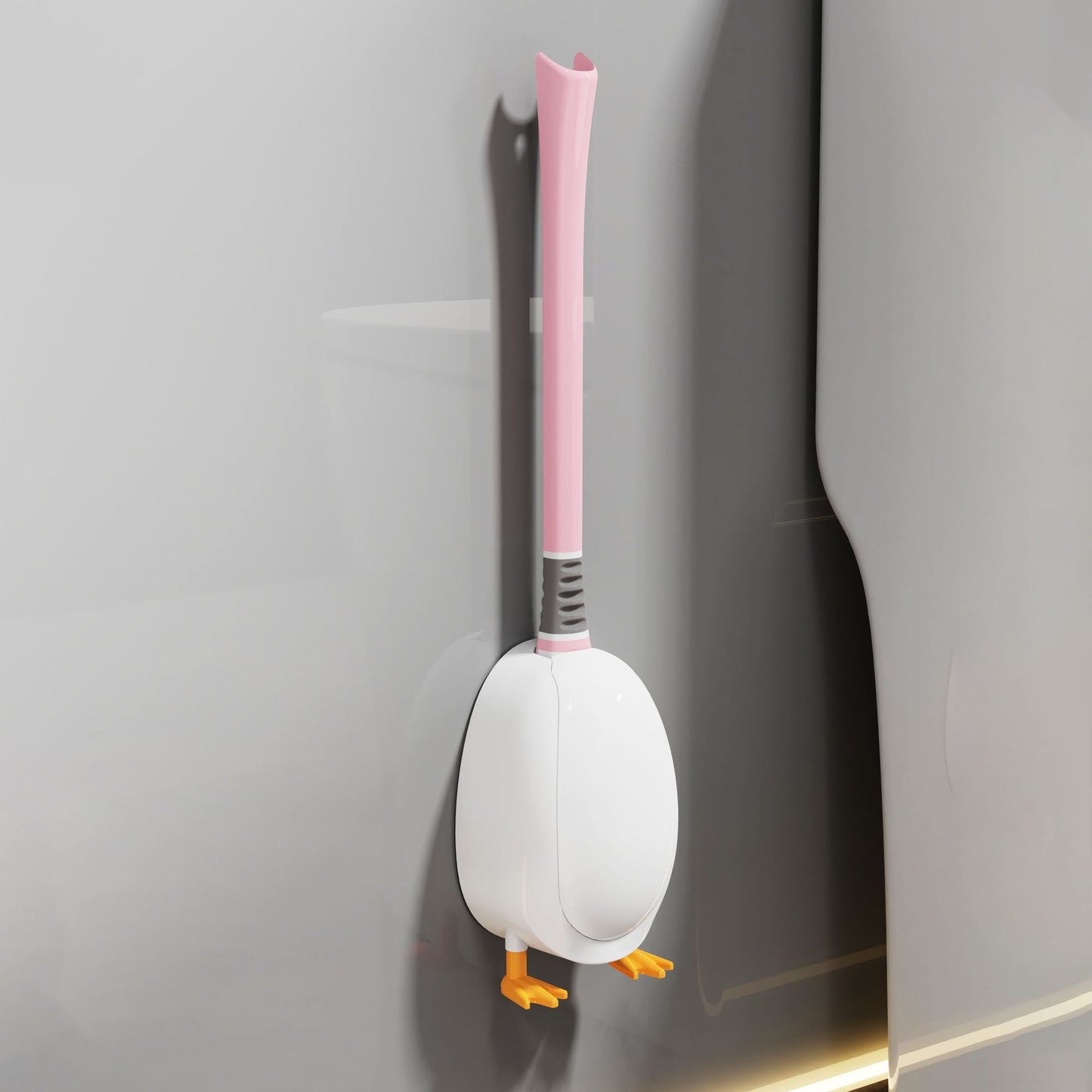 [Patented Authentic] New Diving Cartoon Duck Silicone Toilet Brush Home with Base Cleaning Set Bathroom