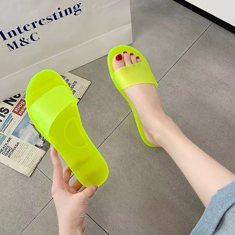 Summer New Crystal Slippers for Women, Large Size, Fashionable Jelly Outer Wear, Casual Home Couple, Deodorant Flip Flops, Cross-Border