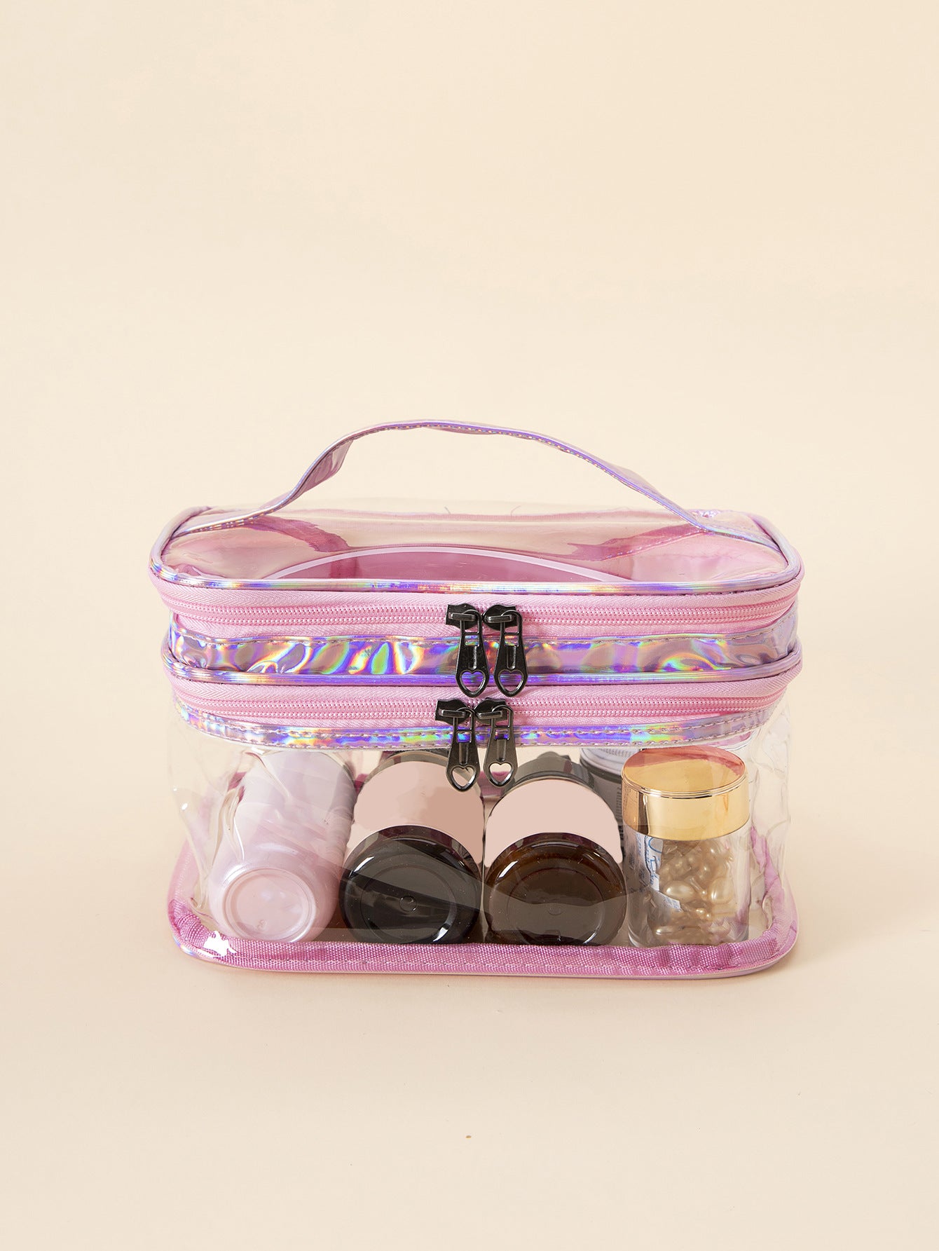 Double Layer Transparent Cosmetic Bag Large Capacity Dry and Wet Separate Waterproof Toiletry Bag Portable Travel Cosmetic Storage Bag