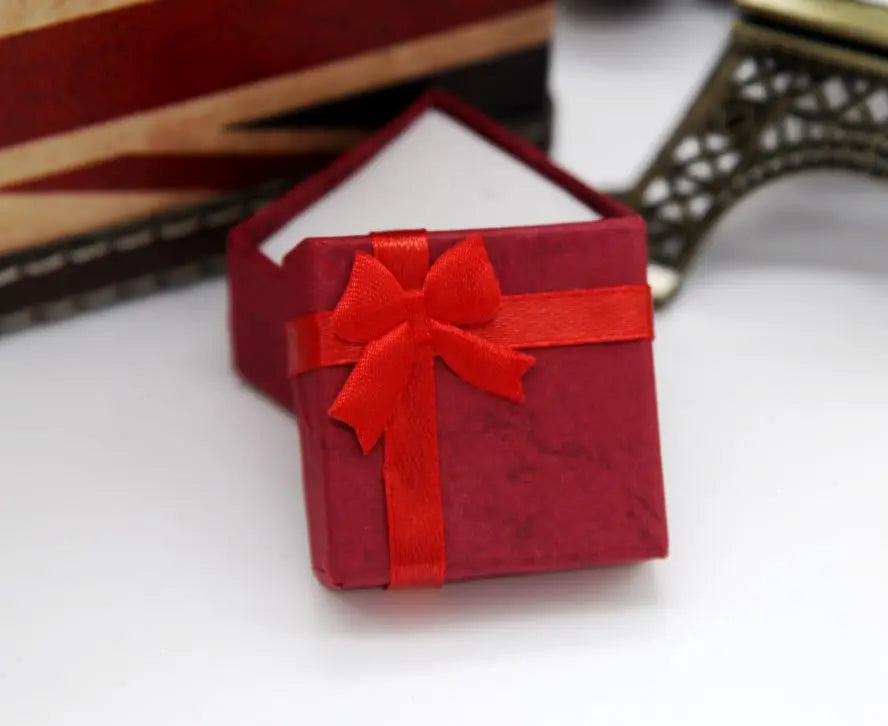 24pcs/Lot Fashion Ribbon Jewelry Box  Multi Colors Ring Earrings Pendant 4x4x3cm Display Packaging Gift