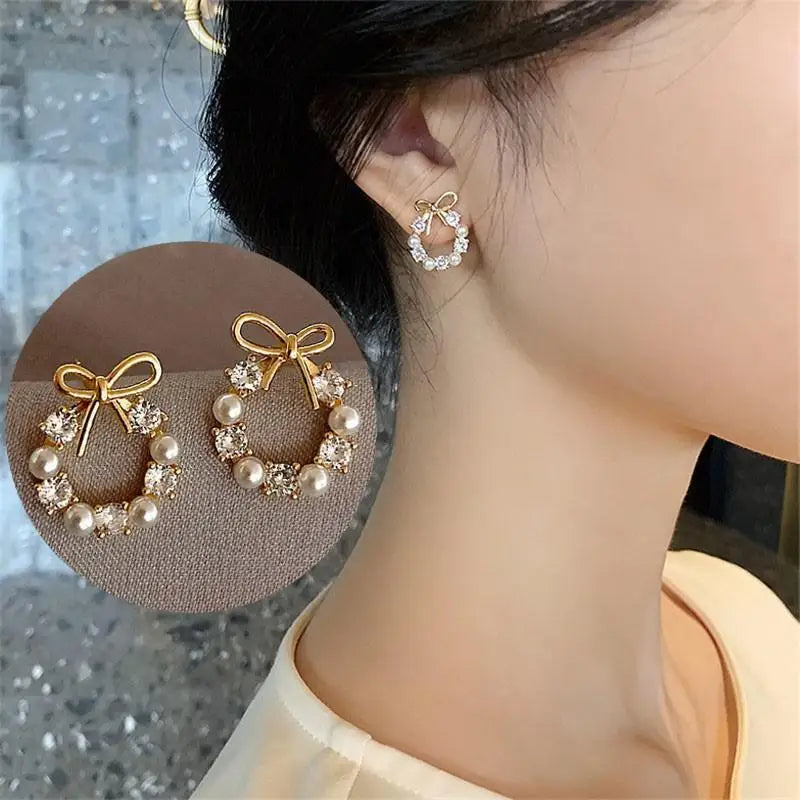 925 Silver Needle Hollow Crystal Swan Earrings For Women Korean Jewelry 2026 Trending New Luxury Animal Pearl Stud Earrings Gift