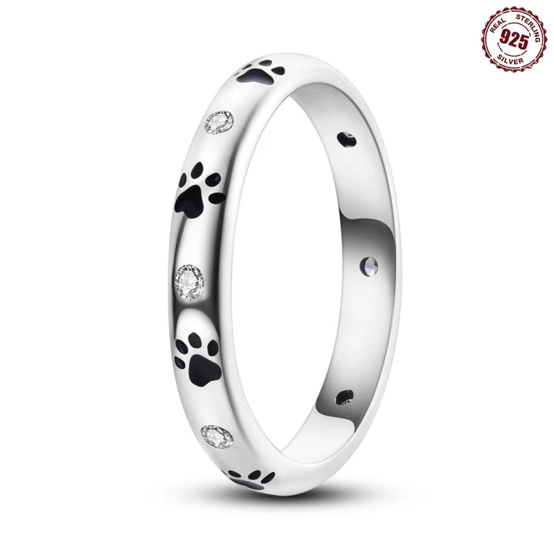 MISEFF Real 925 Sterling Silver Double Rings Simple Color Zircon Rings For Wedding Engagement Birthday Silver Jewelry Gift