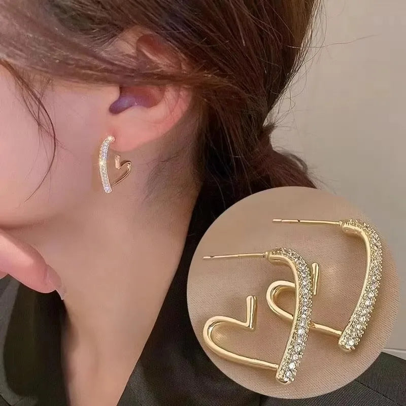 925 Silver Needle Korean Fashion Zircon Geometric Earrings For Women Jewelry 2026 Trending Luxury Crystal Cross Stud Earrings