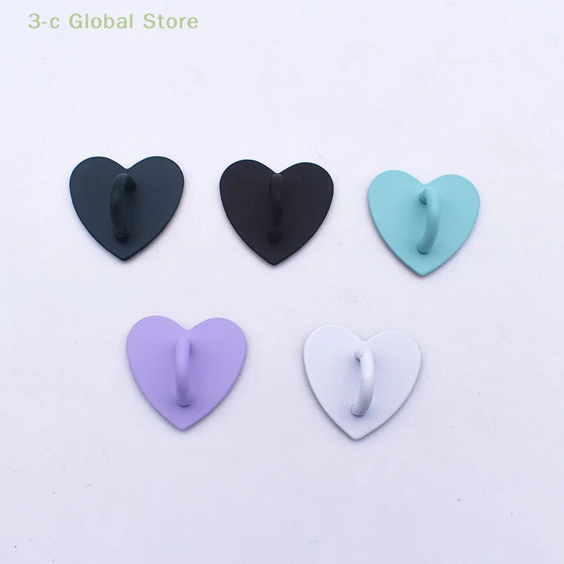 1pcs Self Adhesive Metal Heart Phone Charm Holder Mobile Phone Case Finger Ring Stand Hooks Buckle Charms Clasp Accessories New