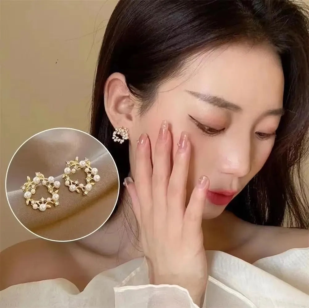 925 Silver Needle Korean Fashion Zircon Geometric Earrings For Women Jewelry 2026 Trending Luxury Crystal Cross Stud Earrings