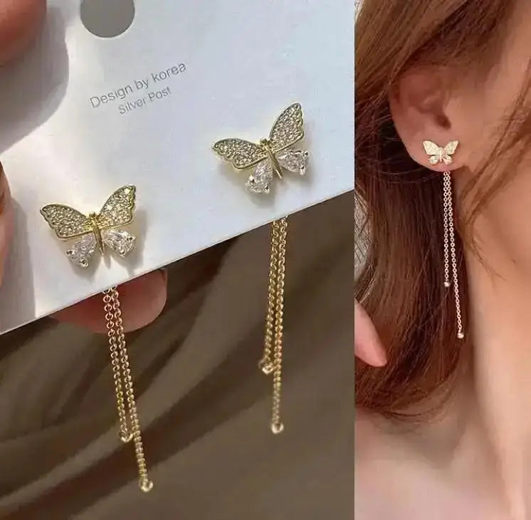 925 Silver Needle Korean Fashion Pearl Tassel Earrings For Women Jewelry 2026 Trending New Luxury Women's Zircon Pearl Earrings