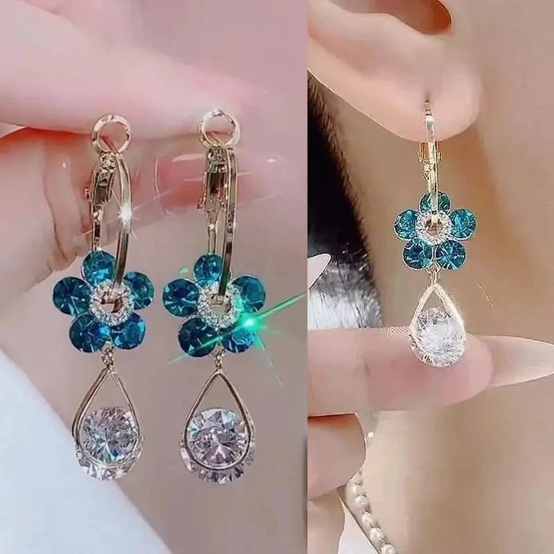 925 Silver Needle Vintage Green Crystal Butterfly Drop Earrings For Women Jewelry 2026 Trending Luxury Zircon Women's Earrings