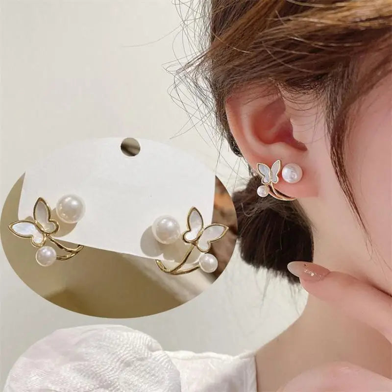 925 Silver Needle Hollow Crystal Swan Earrings For Women Korean Jewelry 2026 Trending New Luxury Animal Pearl Stud Earrings Gift