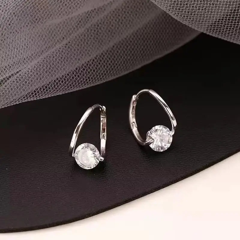 925 Silver Needle Korean Fashion Crystal Heart Earrings For Women Jewelry 2026 Trending New Luxury Women's Hoop Earrings Brincos