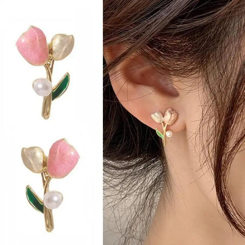 925 Silver Needle Green Flower Earrings For Women Korean Fashion Jewelry 2026 Trending Luxury Zircon Leaf Women's Stud Earrings