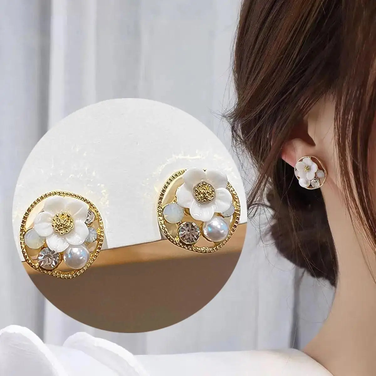 925 Silver Needle Korean Fashion Bowknot Tulip Earrings For Women Jewelry 2026 Trending New Women's White Flower Earrings Brinco