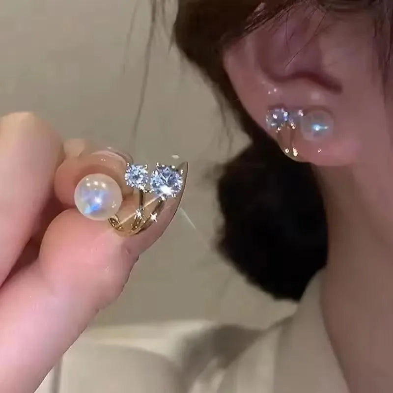 925 Silver Needle Korean Fashion Zircon Geometric Earrings For Women Jewelry 2026 Trending Luxury Crystal Cross Stud Earrings