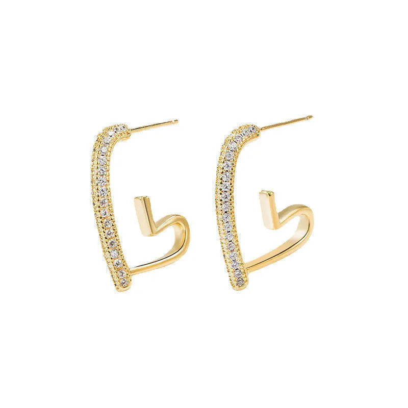 925 Silver Needle Korean Fashion Crystal Heart Earrings For Women Jewelry 2026 Trending New Luxury Women's Hoop Earrings Brincos