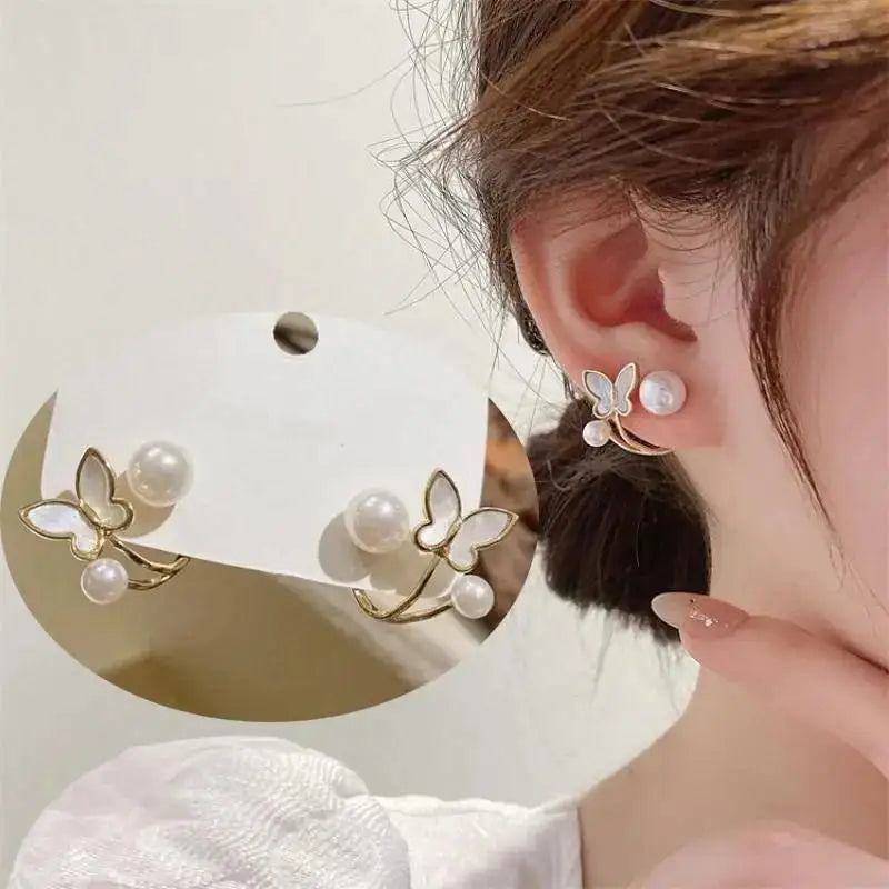 925 Silver Needle Korean Fashion Bowknot Tulip Earrings For Women Jewelry 2026 Trending New Women's White Flower Earrings Brinco