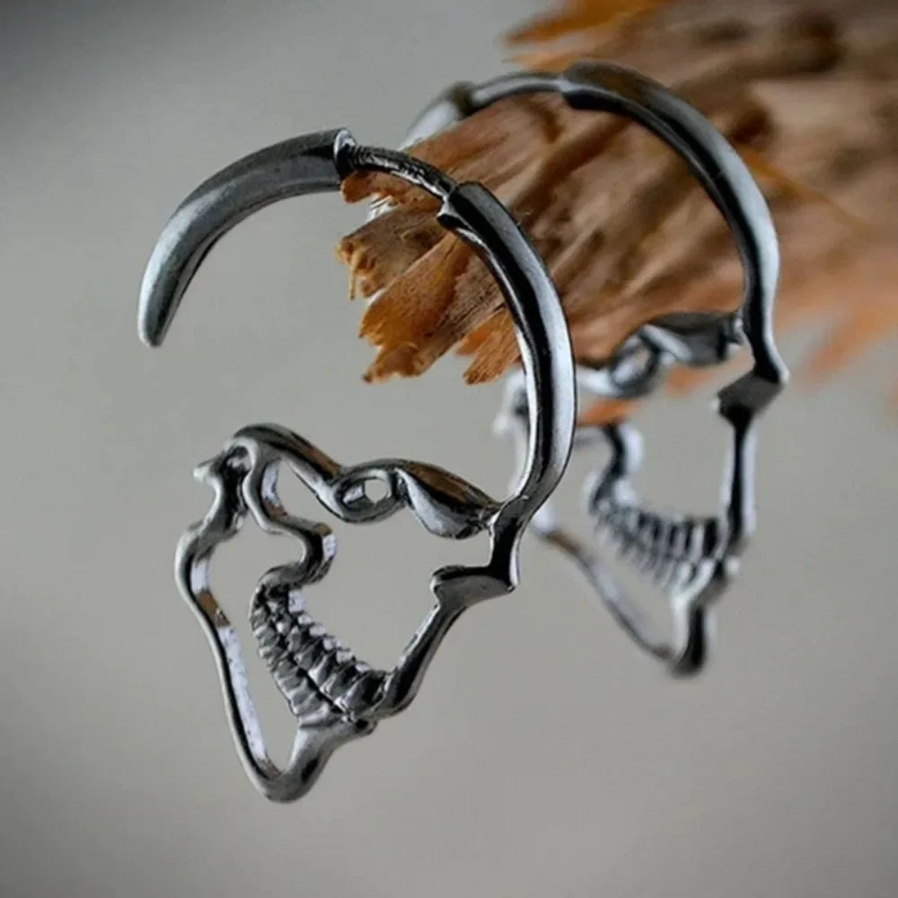 Punk Simple Men's Retro Punk Skull Earrings Retro Skull Earrings Gothic Punk Halloween Niche Trend Accessories