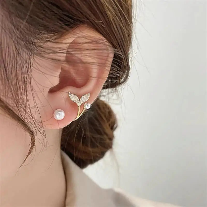 925 Silver Needle Hollow Crystal Swan Earrings For Women Korean Jewelry 2026 Trending New Luxury Animal Pearl Stud Earrings Gift