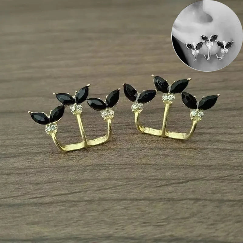 925 Silver Needle Green Flower Earrings For Women Korean Fashion Jewelry 2026 Trending Luxury Zircon Leaf Women's Stud Earrings