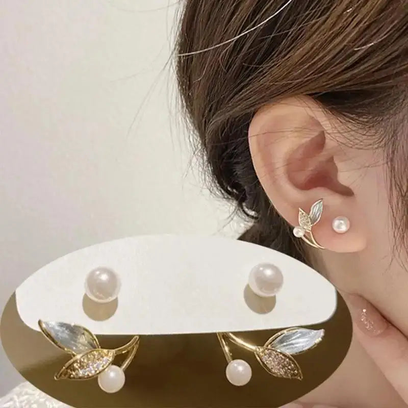 925 Silver Needle Korean Fashion Bowknot Tulip Earrings For Women Jewelry 2026 Trending New Women's White Flower Earrings Brinco