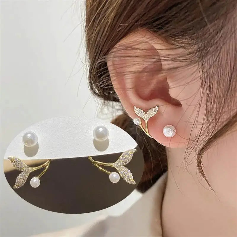 925 Silver Needle Green Flower Earrings For Women Korean Fashion Jewelry 2026 Trending Luxury Zircon Leaf Women's Stud Earrings
