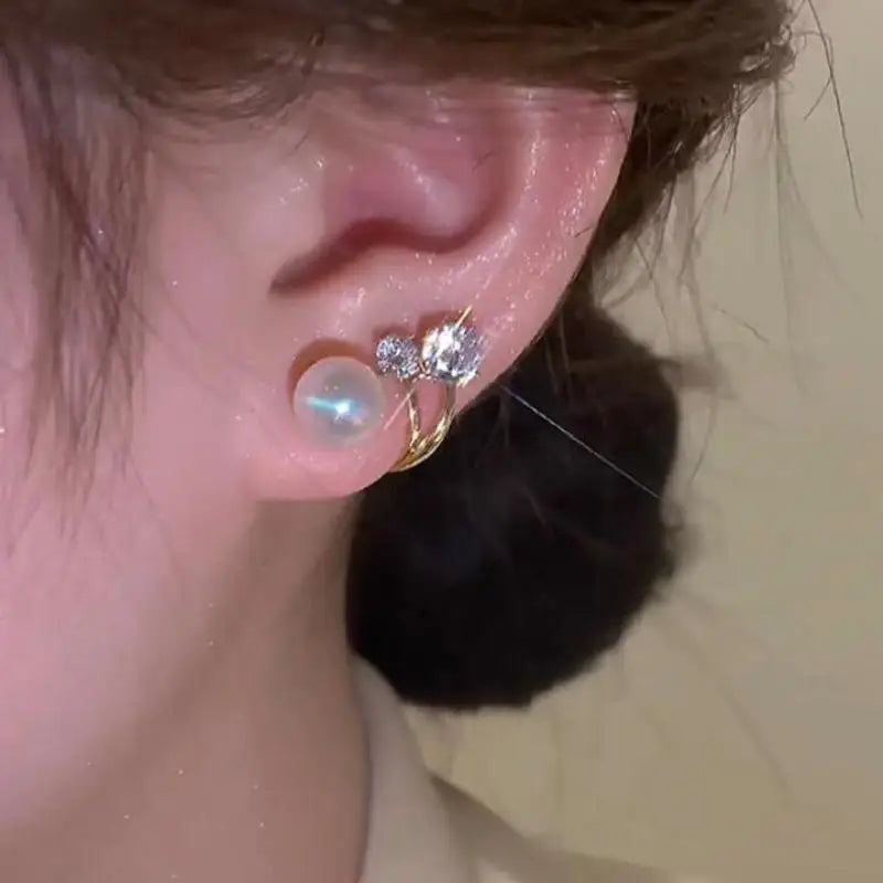 925 Silver Needle Korean Fashion Pearl Stud Earrings For Women Jewelry 2026 Trending Crystal Flower Butterfly Leaf Earrings Gift