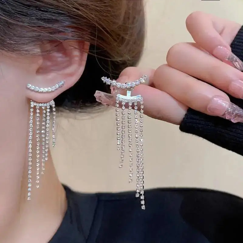 925 Silver Needle Purple Butterfly Long Tassel Earrings For Women Jewelry 2026 Trending Korean Fashion Luxury Crystal Earrings