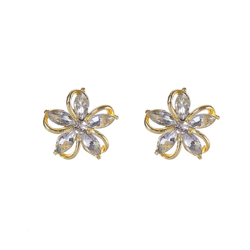 925 Silver Needle Korean Fashion Crystal Flower Earrings For Women Jewelry 2026 Trending New Luxury Zircon Flowers Stud Earrings