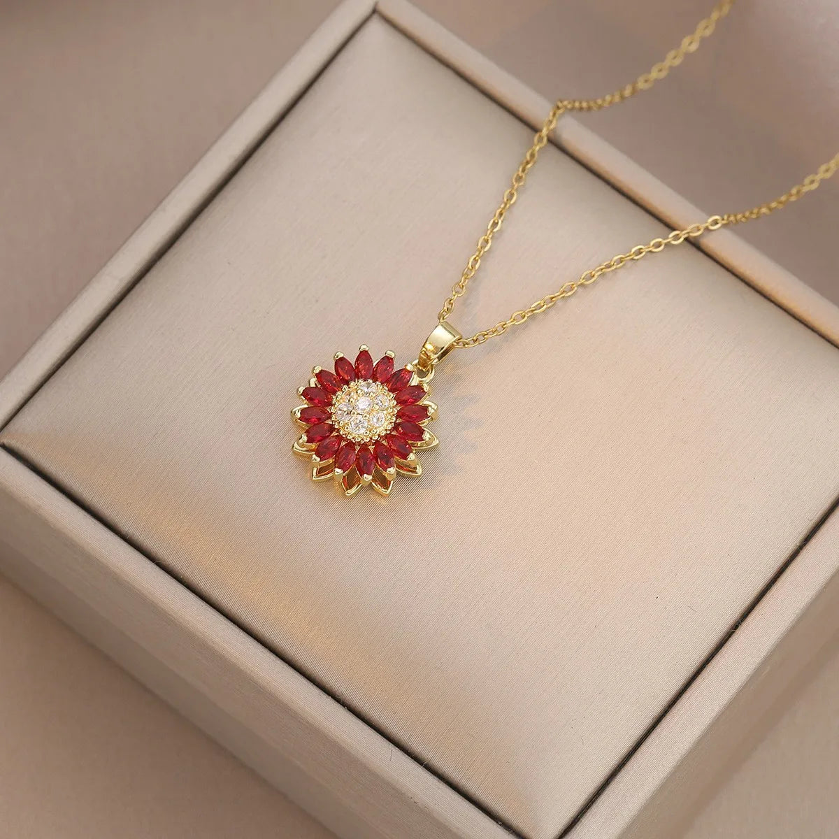 Fidget Anti Stress Anxiety Rings for Women Stainless Steel Gold-plated Rotatable Sun Star Evil Eye Sunflower Spinner Rings