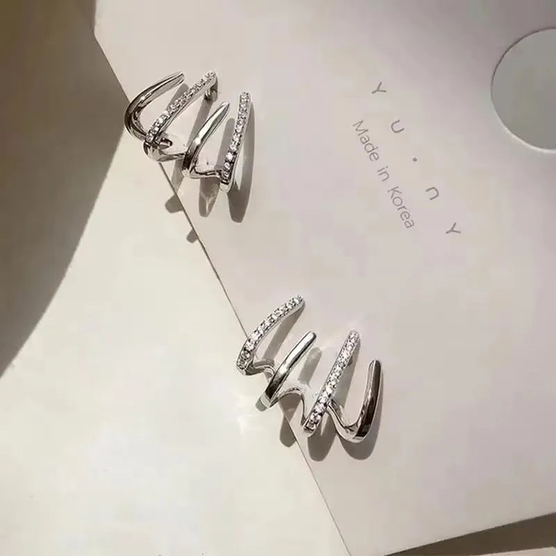 925 Silver Needle Korean Fashion Zircon Geometric Earrings For Women Jewelry 2026 Trending Luxury Crystal Cross Stud Earrings