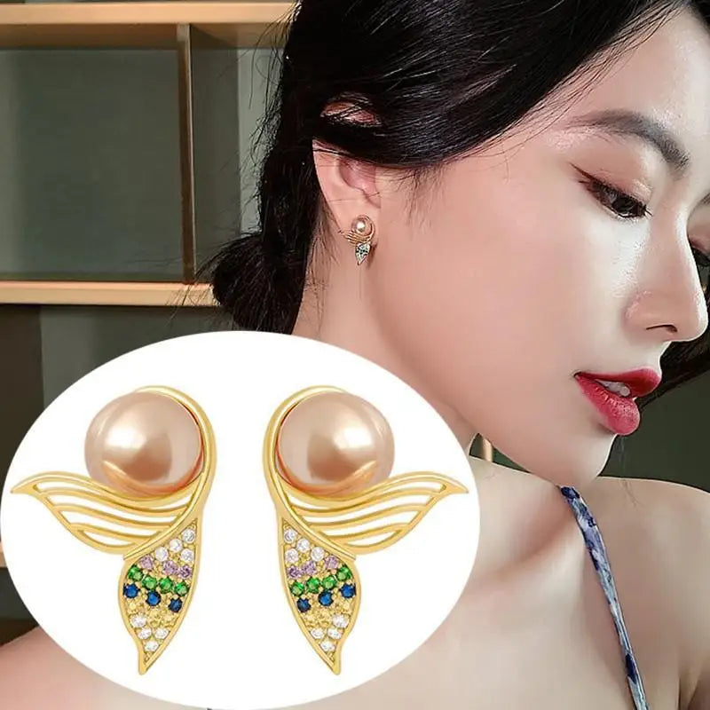 925 Silver Needle Hollow Crystal Swan Earrings For Women Korean Jewelry 2026 Trending New Luxury Animal Pearl Stud Earrings Gift