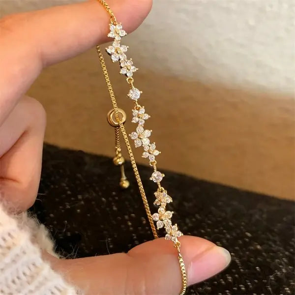 Elegant Red Crystal Zircon Metal Chain Bracelets for Women Colorful Heart Bracelets Party Wedding Wrist Charms Jewelry Gift