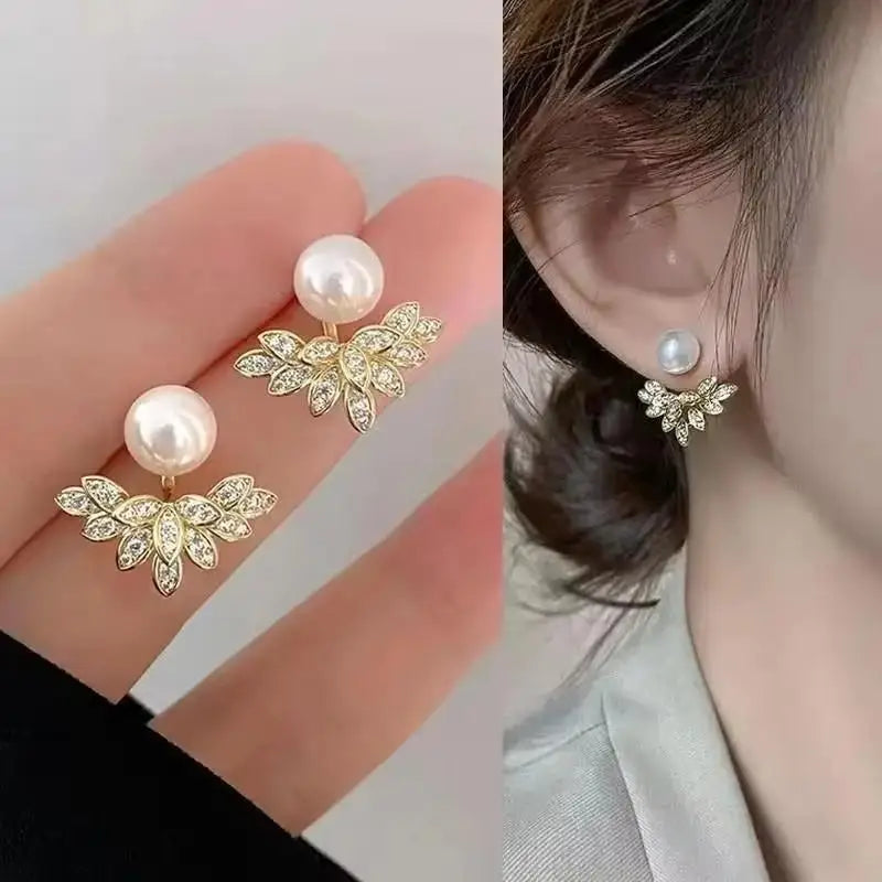 925 Silver Needle Green Flower Earrings For Women Korean Fashion Jewelry 2026 Trending Luxury Zircon Leaf Women's Stud Earrings