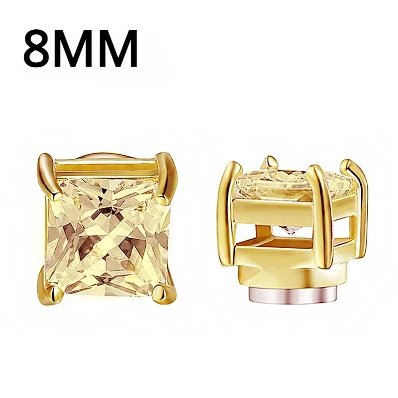 1Pairs Crystal Strong Magnetic Ear Stud Clip Earrings for Men and Women Punk Round Zircon Magnet Earrings Non Piercing Jewelry