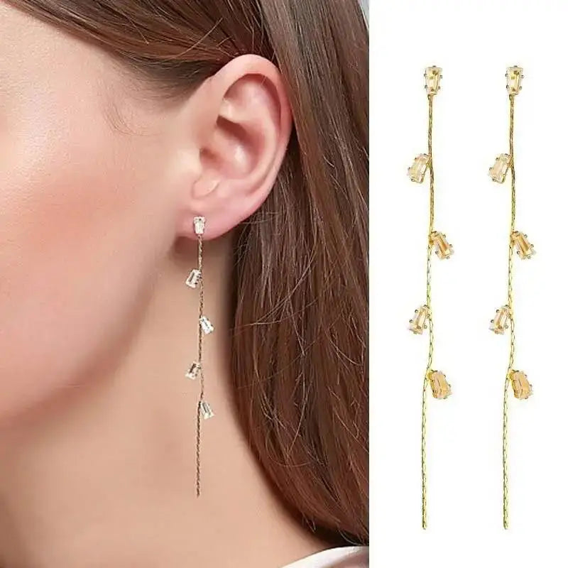 925 Silver Needle Purple Butterfly Long Tassel Earrings For Women Jewelry 2026 Trending Korean Fashion Luxury Crystal Earrings