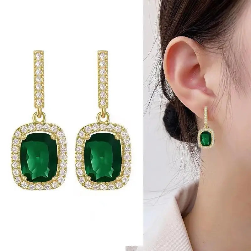 925 Silver Needle Vintage Green Crystal Butterfly Drop Earrings For Women Jewelry 2026 Trending Luxury Zircon Women's Earrings