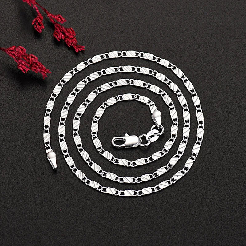 New 925 Sterling Silver fine 2MM flat Clavicle chains Necklaces for Men Women wedding party Jewelry Christmas gifts 40-75cm