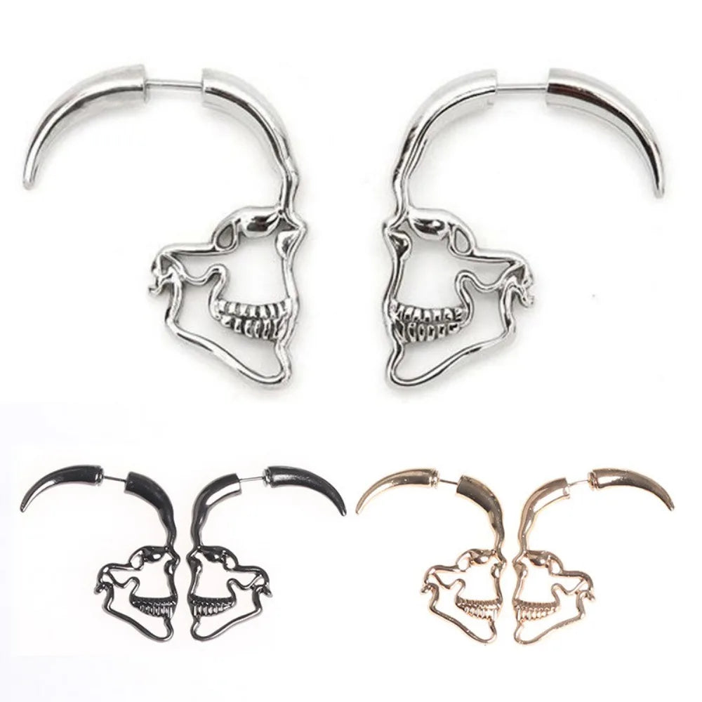 Punk Simple Men's Retro Punk Skull Earrings Retro Skull Earrings Gothic Punk Halloween Niche Trend Accessories