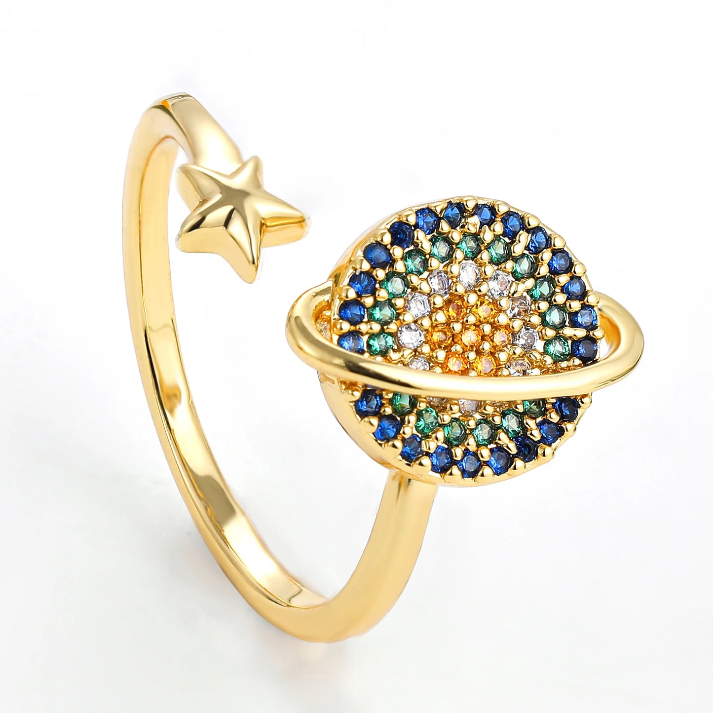 Fidget Anti Stress Anxiety Rings for Women Stainless Steel Gold-plated Rotatable Sun Star Evil Eye Sunflower Spinner Rings