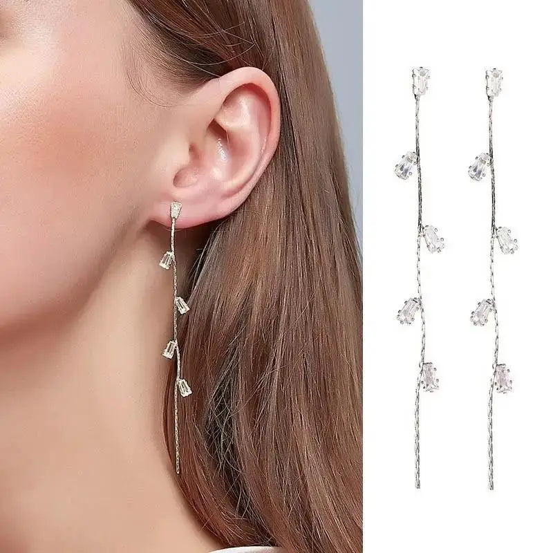 925 Silver Needle Purple Butterfly Long Tassel Earrings For Women Jewelry 2026 Trending Korean Fashion Luxury Crystal Earrings